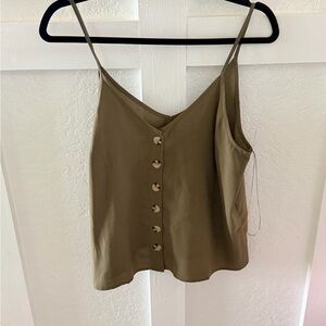 Olive Green Button-Front Cami Top
